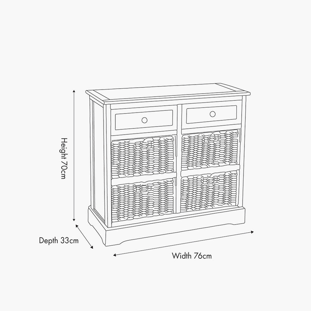 Devonshire Putty Grey Pine Wood with 4 Baskets Sideboard